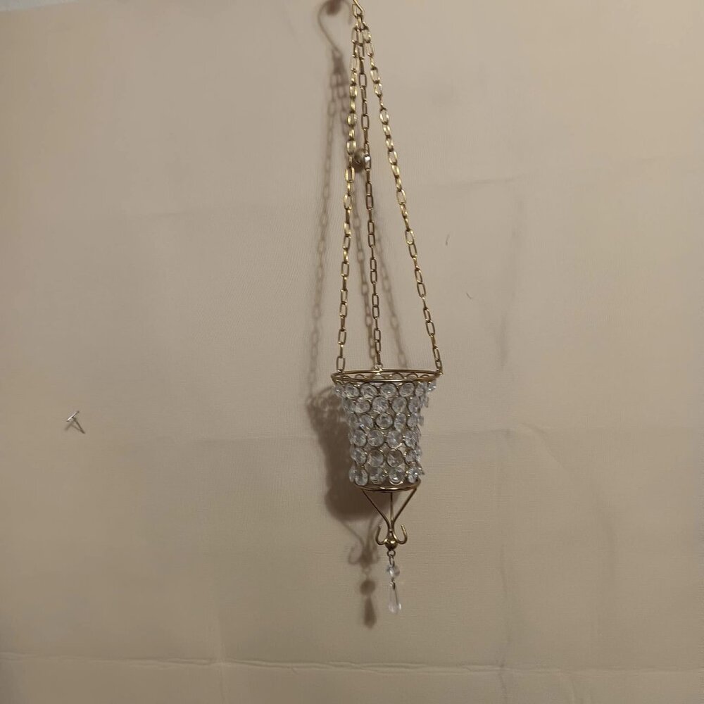Embellished Crystal Glass Hanging Votive Holder